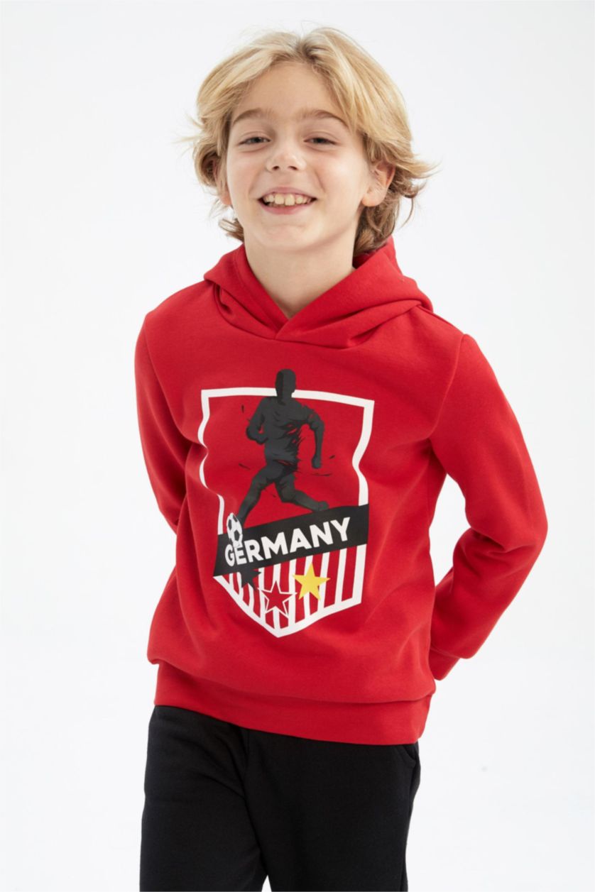 BOYS & TEENS Red Boys Regular Fit Hoodie Sweatshirt