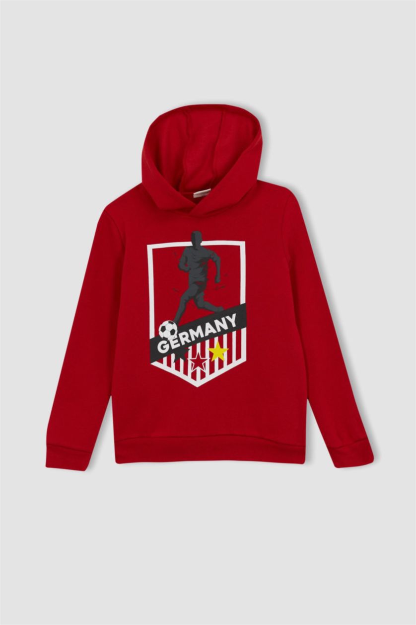 BOYS & TEENS Red Boys Regular Fit Hoodie Sweatshirt