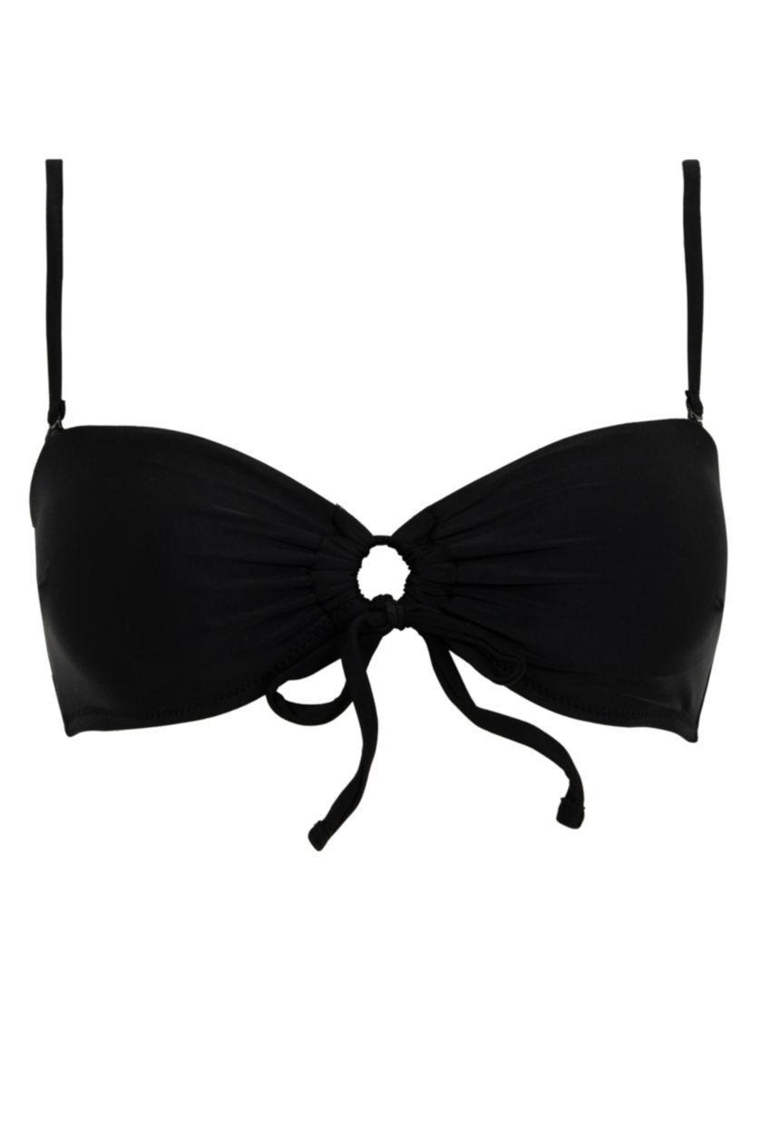 Woman Black Fall in Love Regular Fit Bikini Top