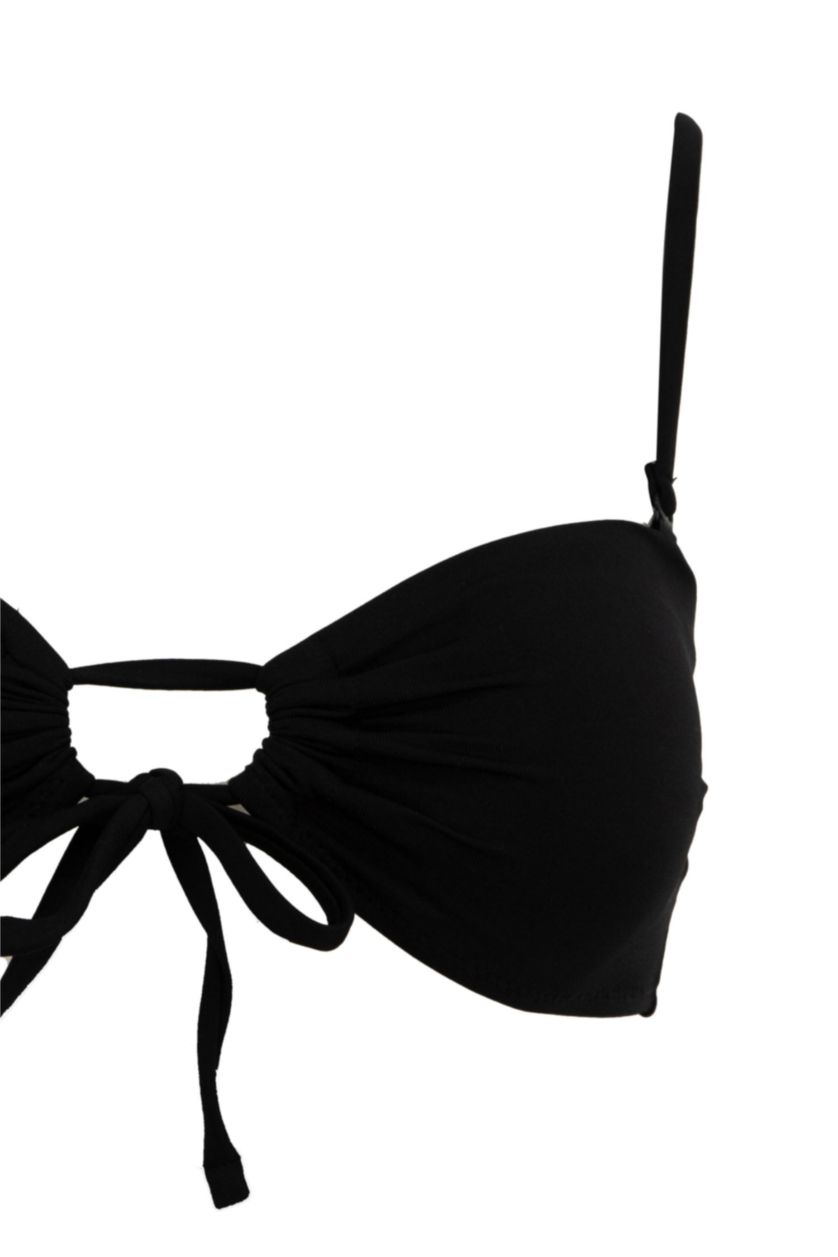 Woman Black Fall in Love Regular Fit Bikini Top