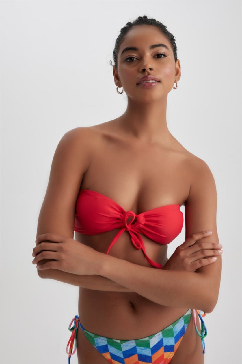 Woman Red Fall in Love Regular Fit Bikini Top