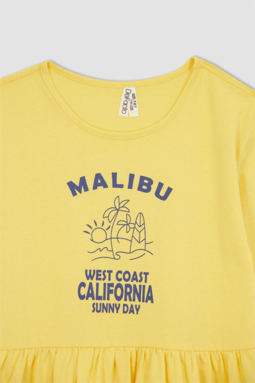 GIRLS & TEENS Yellow Girl Printed Short Sleeve Dress