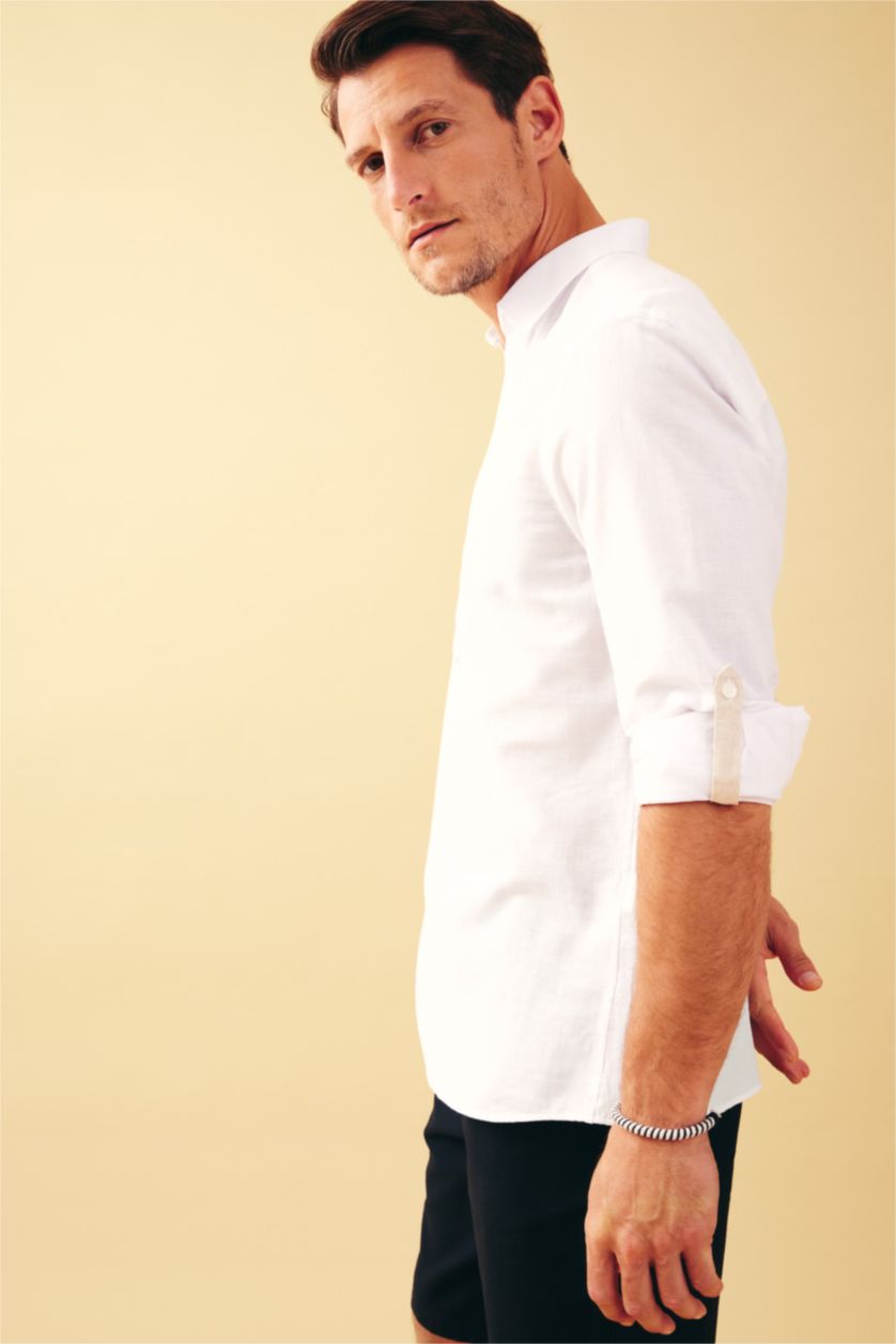 MAN White Regular Fit Cotton Long Sleeve Shirt