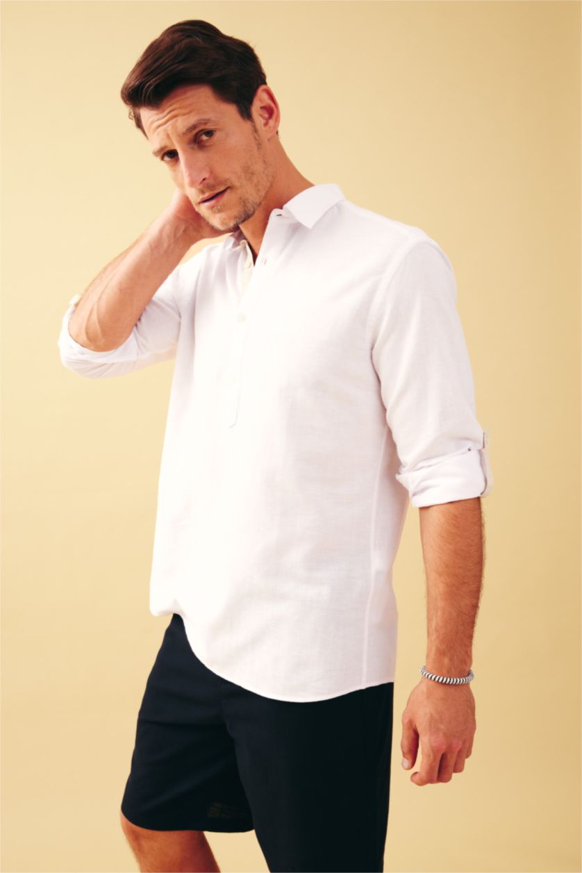 MAN White Regular Fit Cotton Long Sleeve Shirt