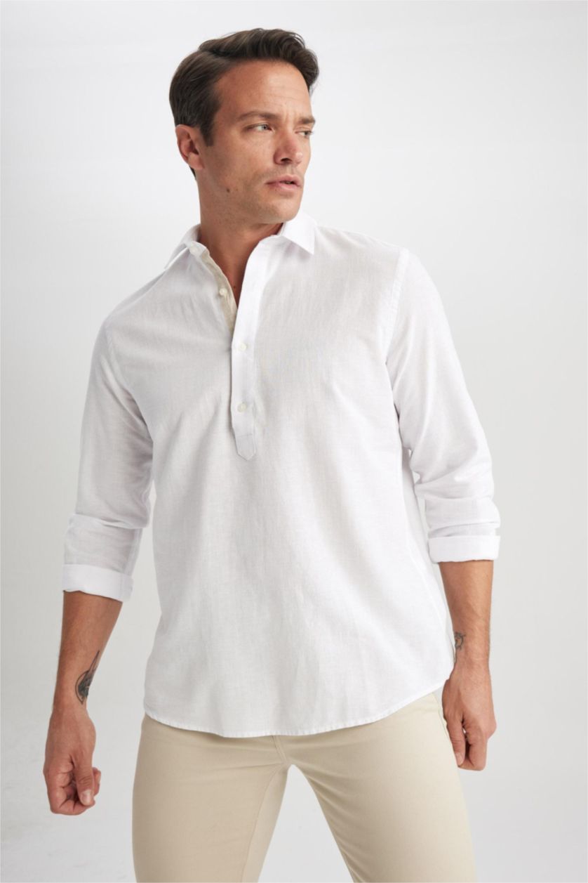 MAN White Regular Fit Cotton Long Sleeve Shirt