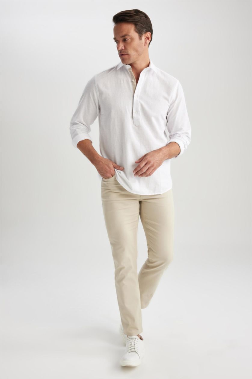 MAN White Regular Fit Cotton Long Sleeve Shirt