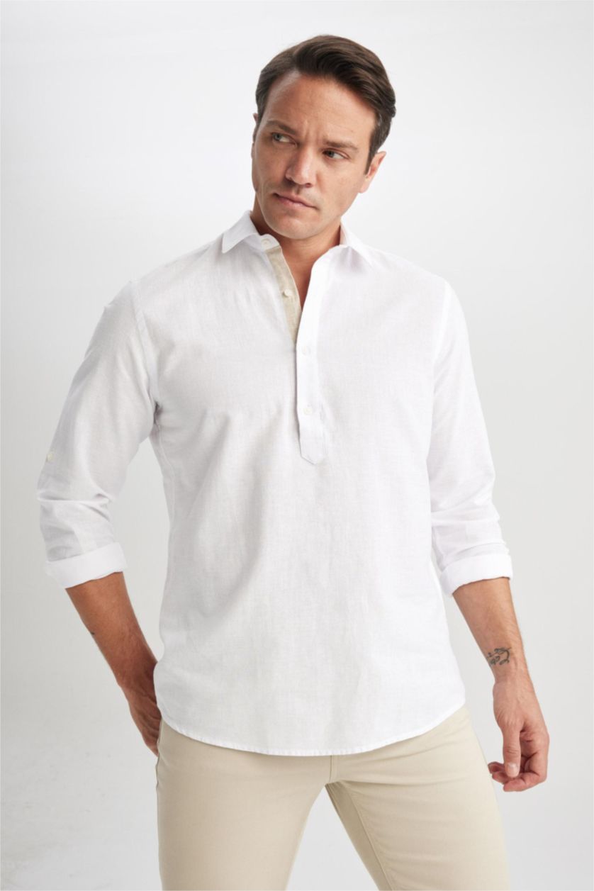 MAN White Regular Fit Cotton Long Sleeve Shirt