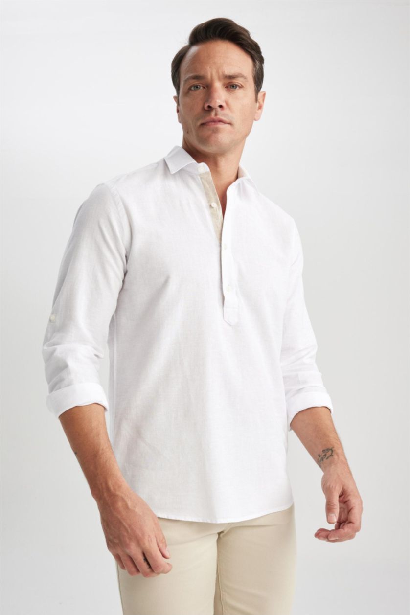 MAN White Regular Fit Cotton Long Sleeve Shirt