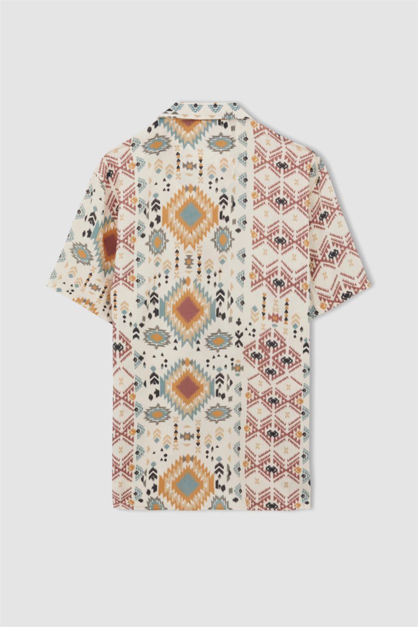 رجال بيج فاتح قميص نص كم مودرن فيت بياقة جاكيت