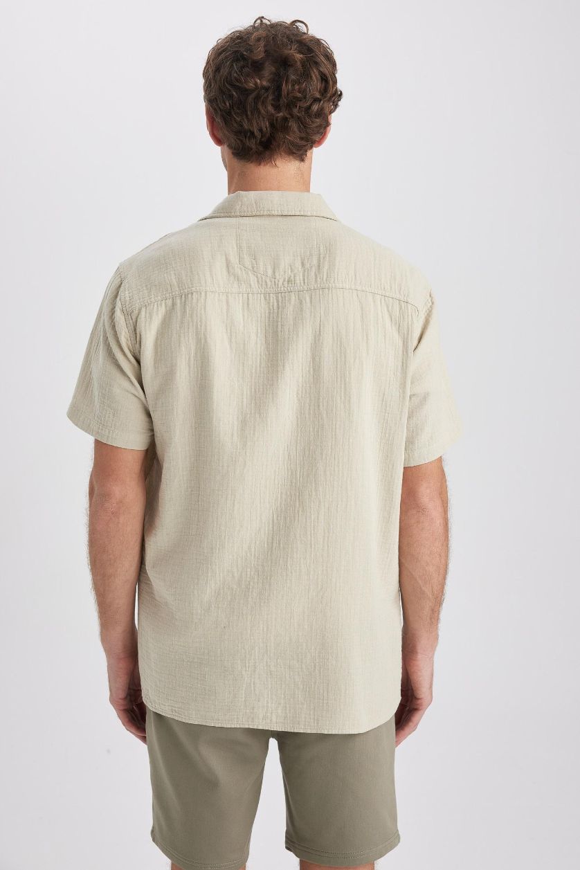 MAN Stone Regular Fit High Collar Short Sleeve Shirt