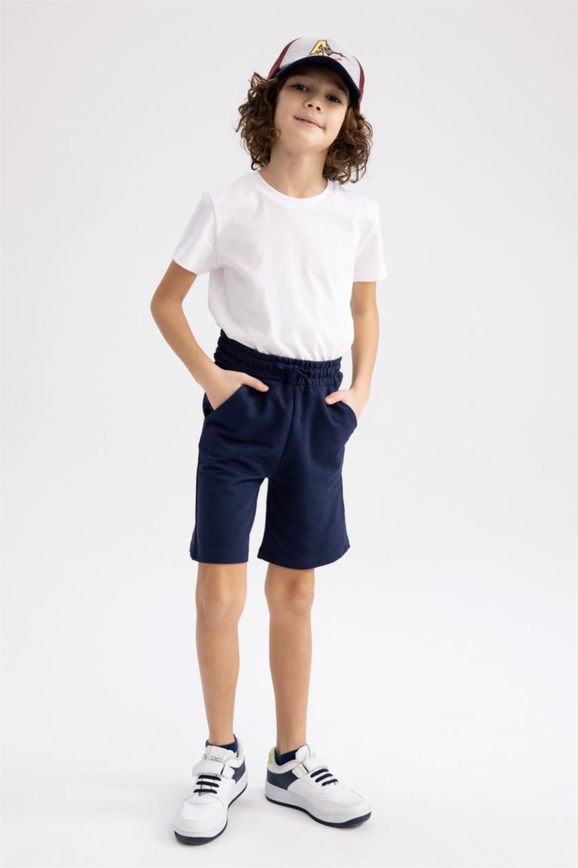 BOYS & TEENS NAVY Boy Regular Fit Sweatshirt Fabric Shorts