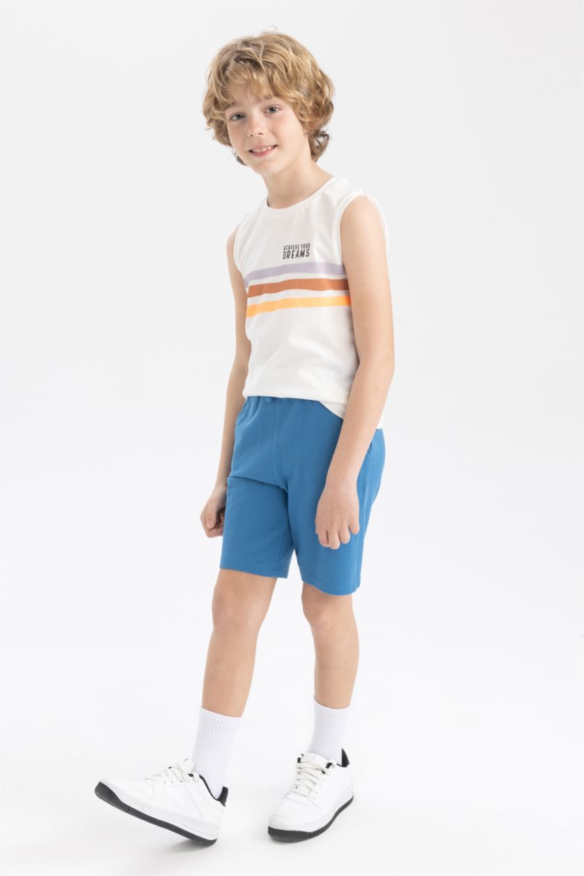 BOYS & TEENS Dark Blue Boy Regular Fit Pique Shorts