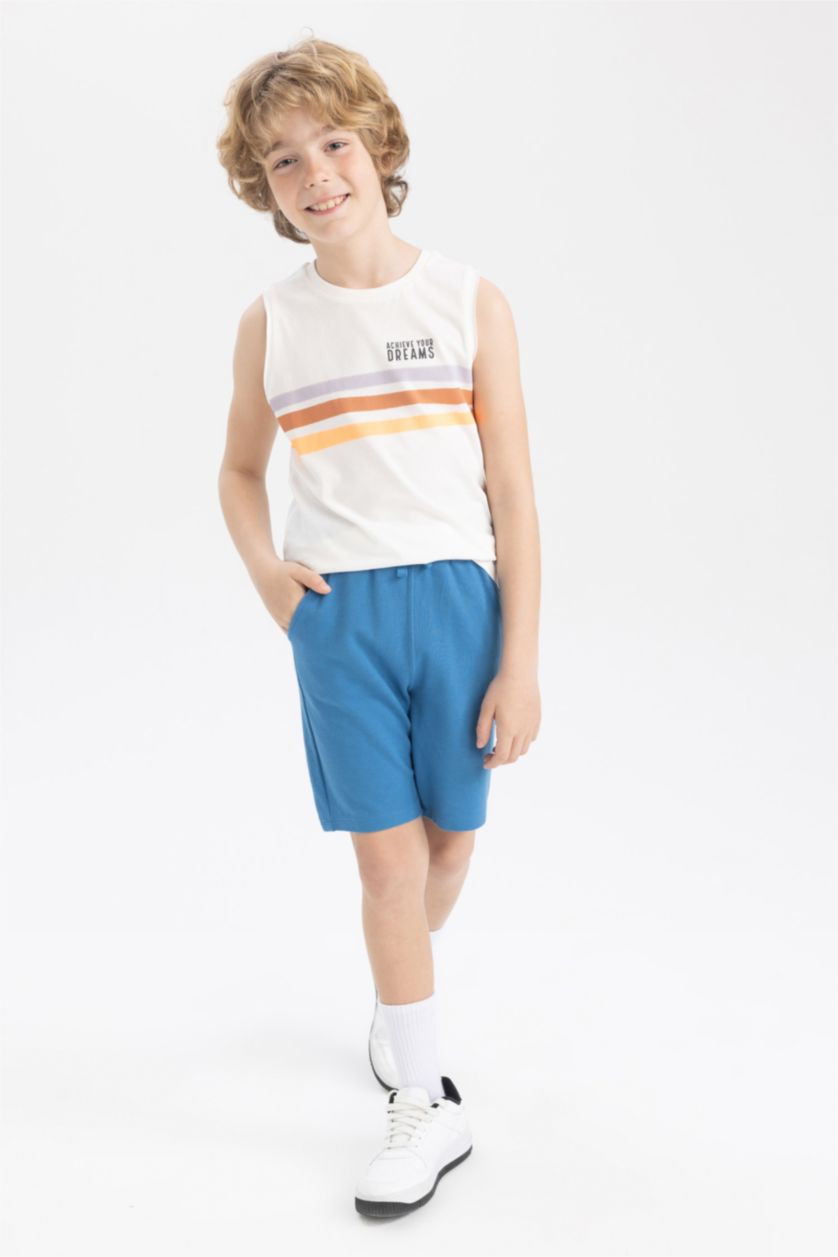 BOYS & TEENS Dark Blue Boy Regular Fit Pique Shorts