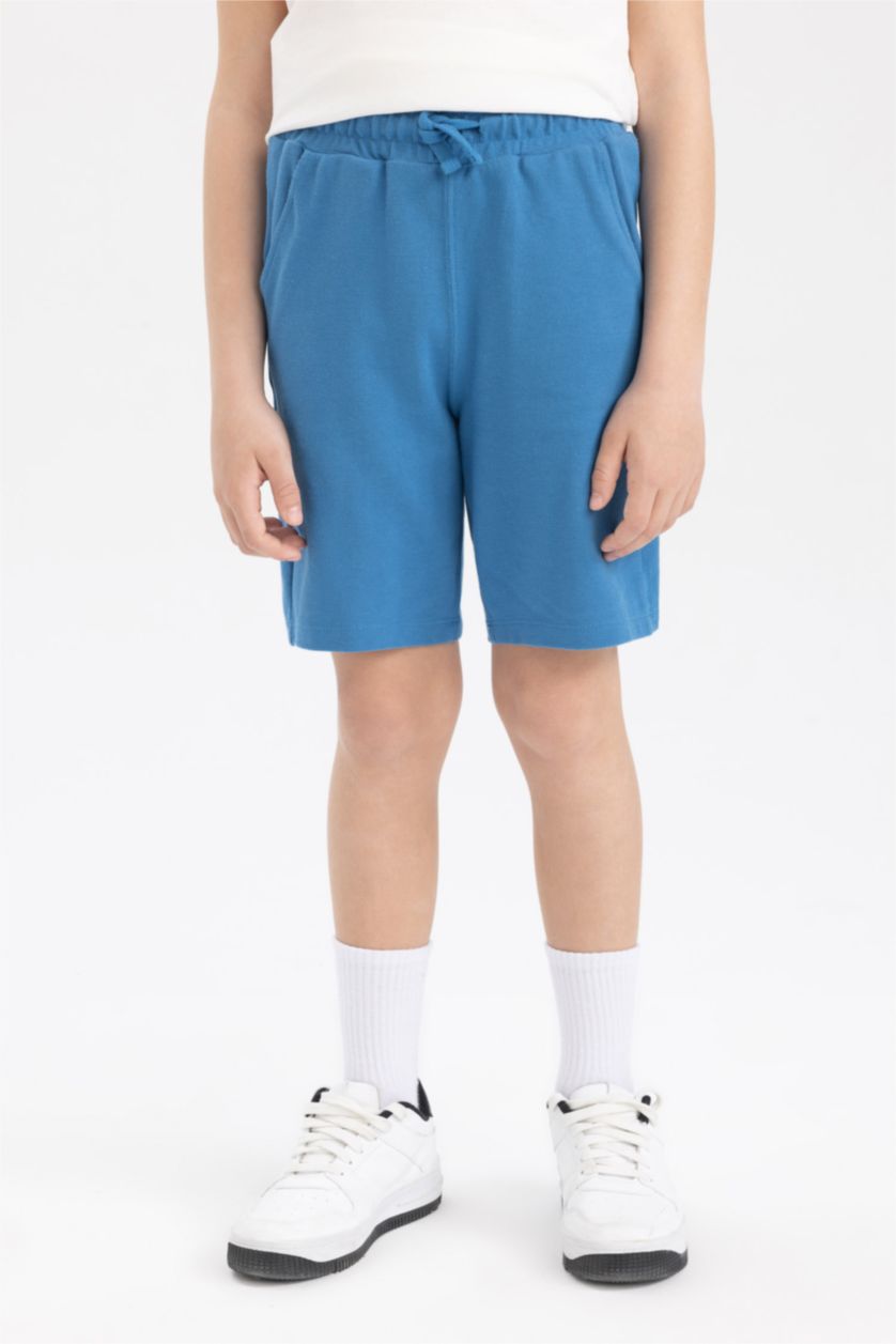 BOYS & TEENS Dark Blue Boy Regular Fit Pique Shorts