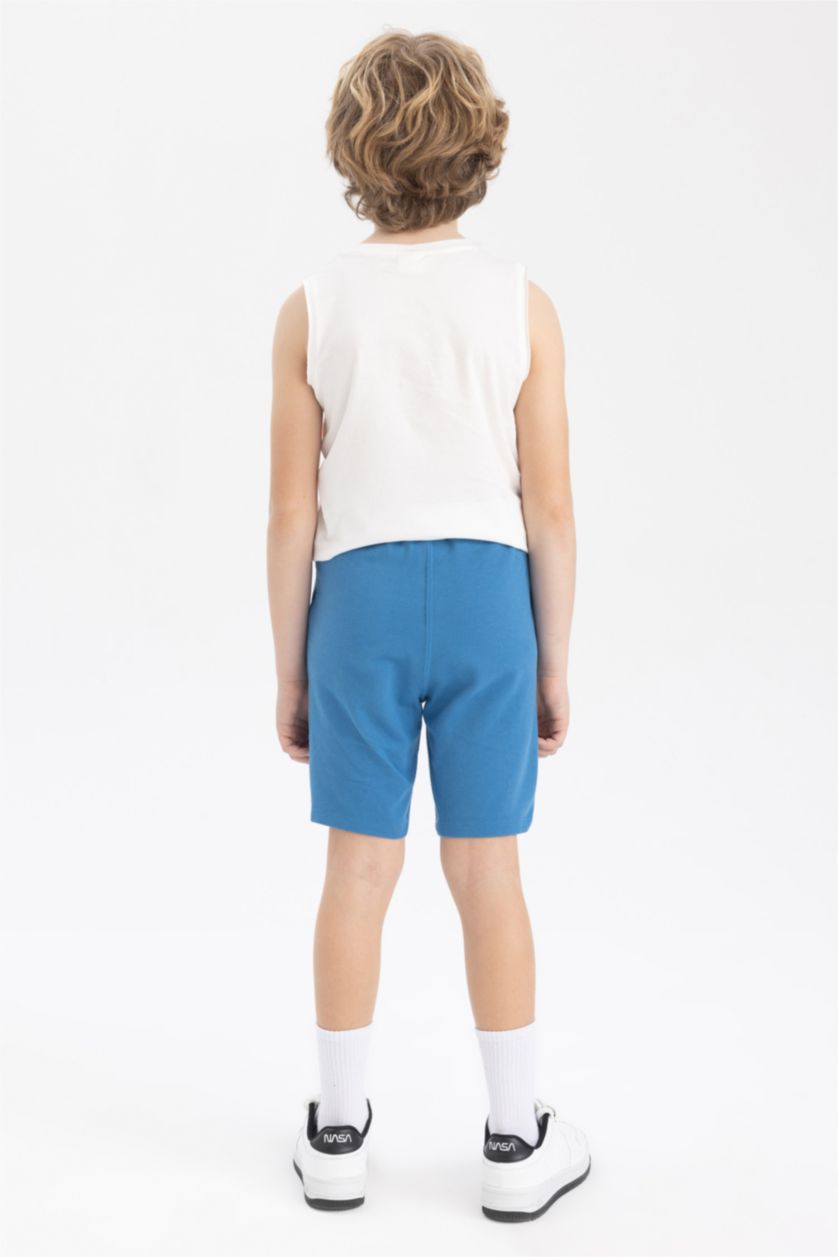 BOYS & TEENS Dark Blue Boy Regular Fit Pique Shorts