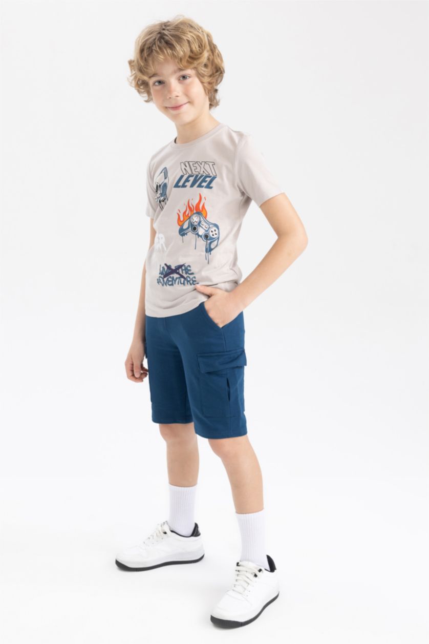 BOYS & TEENS Indigo Boy Regular Fit Sweatshirt Fabric Shorts