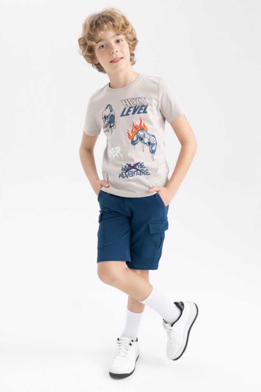 BOYS & TEENS Indigo Boy Regular Fit Sweatshirt Fabric Shorts