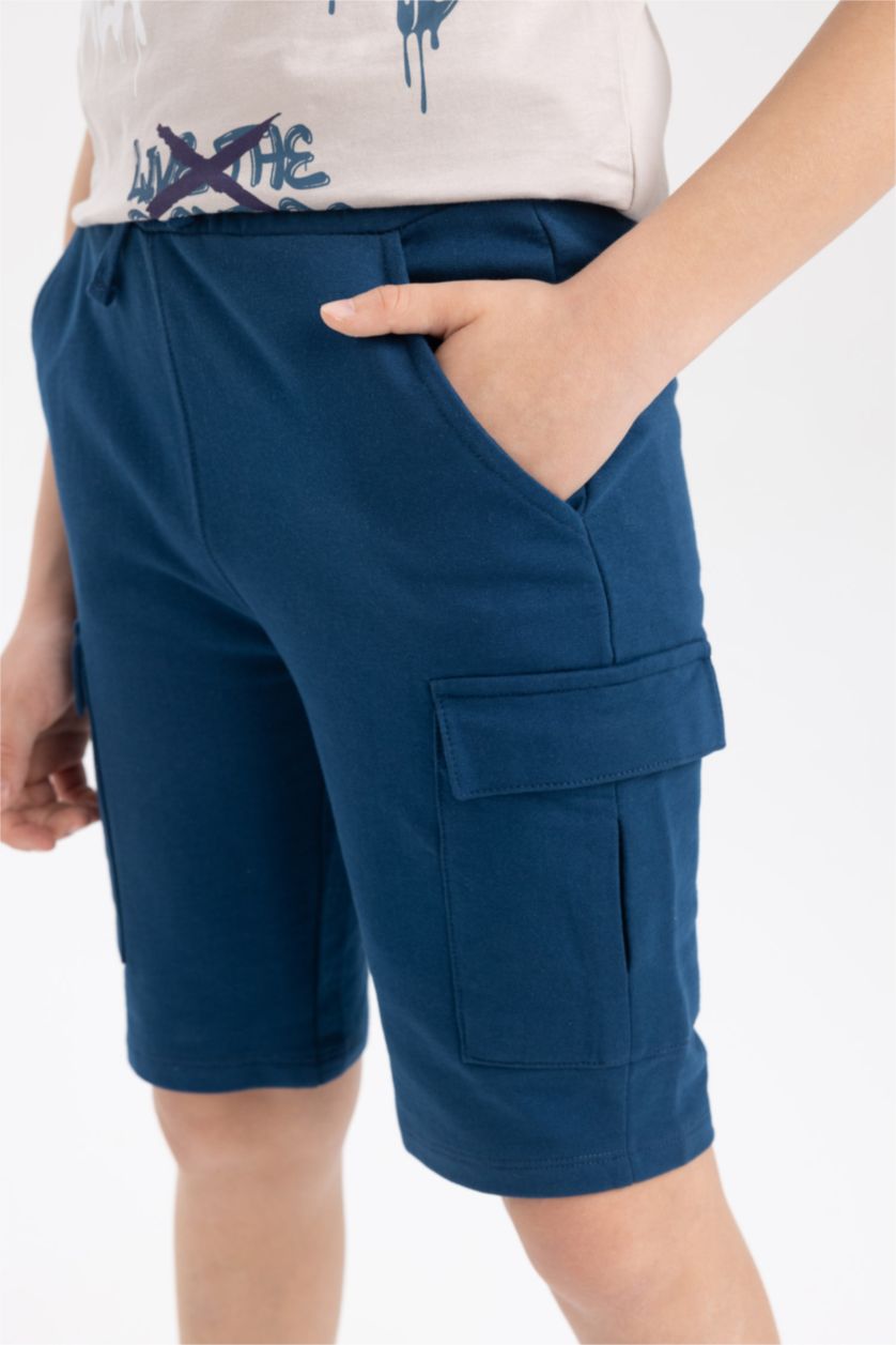 BOYS & TEENS Indigo Boy Regular Fit Sweatshirt Fabric Shorts