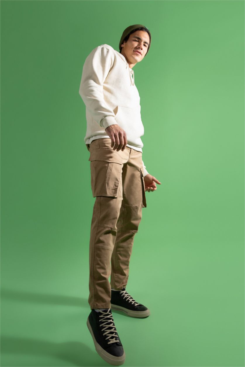 HOMME Marron Pantalon Coupe Cargo Ourlet régulier