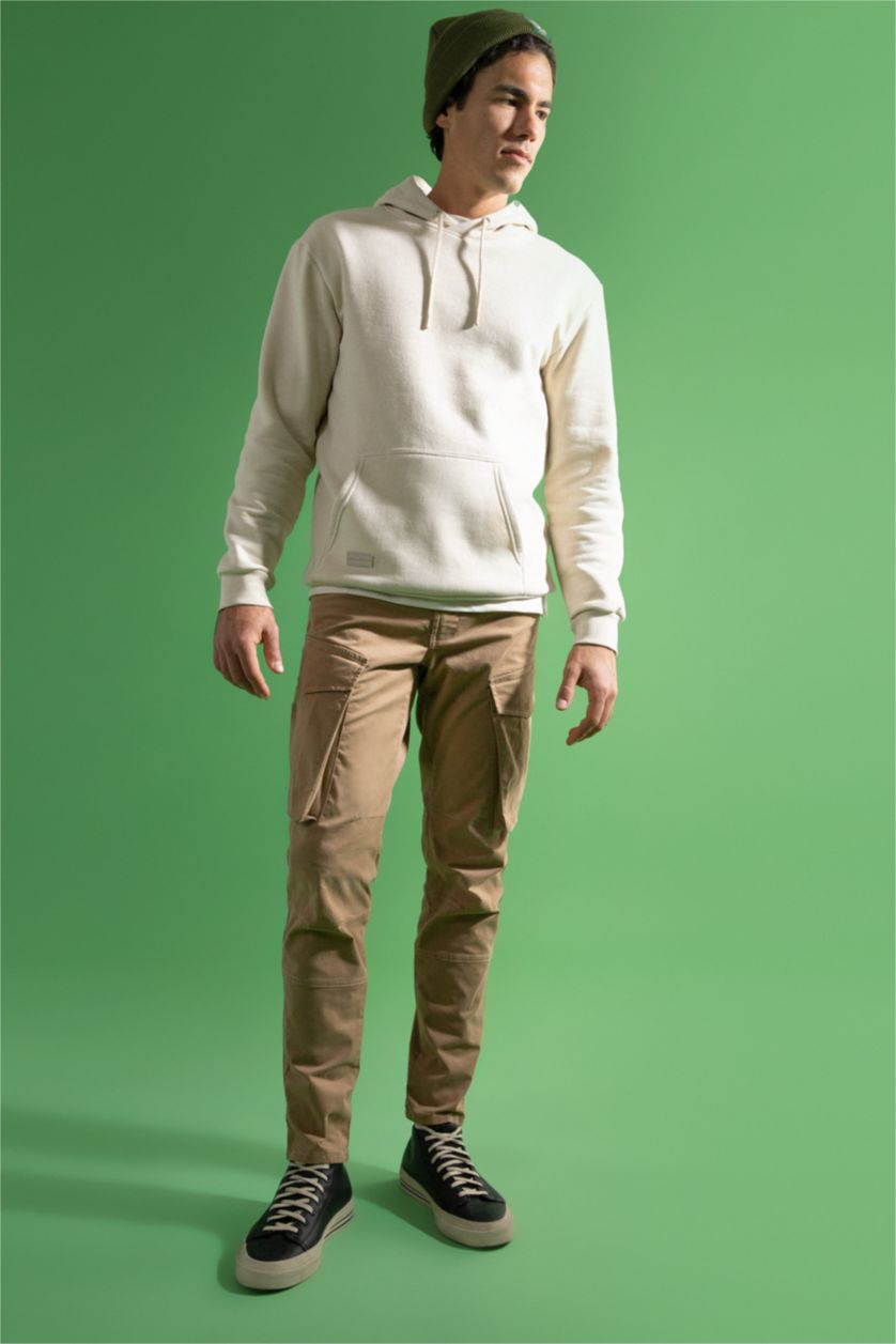 HOMME Marron Pantalon Coupe Cargo Ourlet régulier