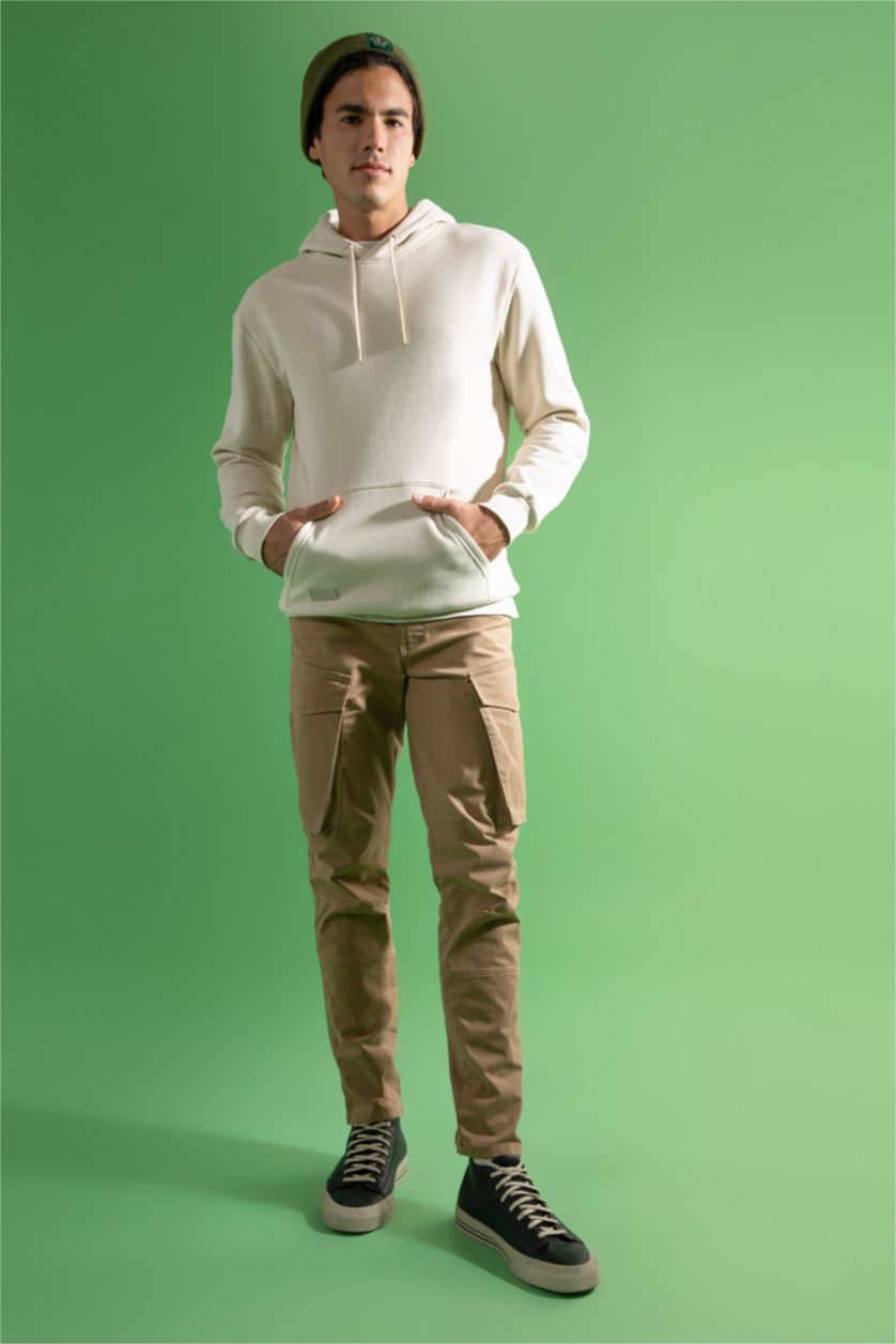 HOMME Marron Pantalon Coupe Cargo Ourlet régulier