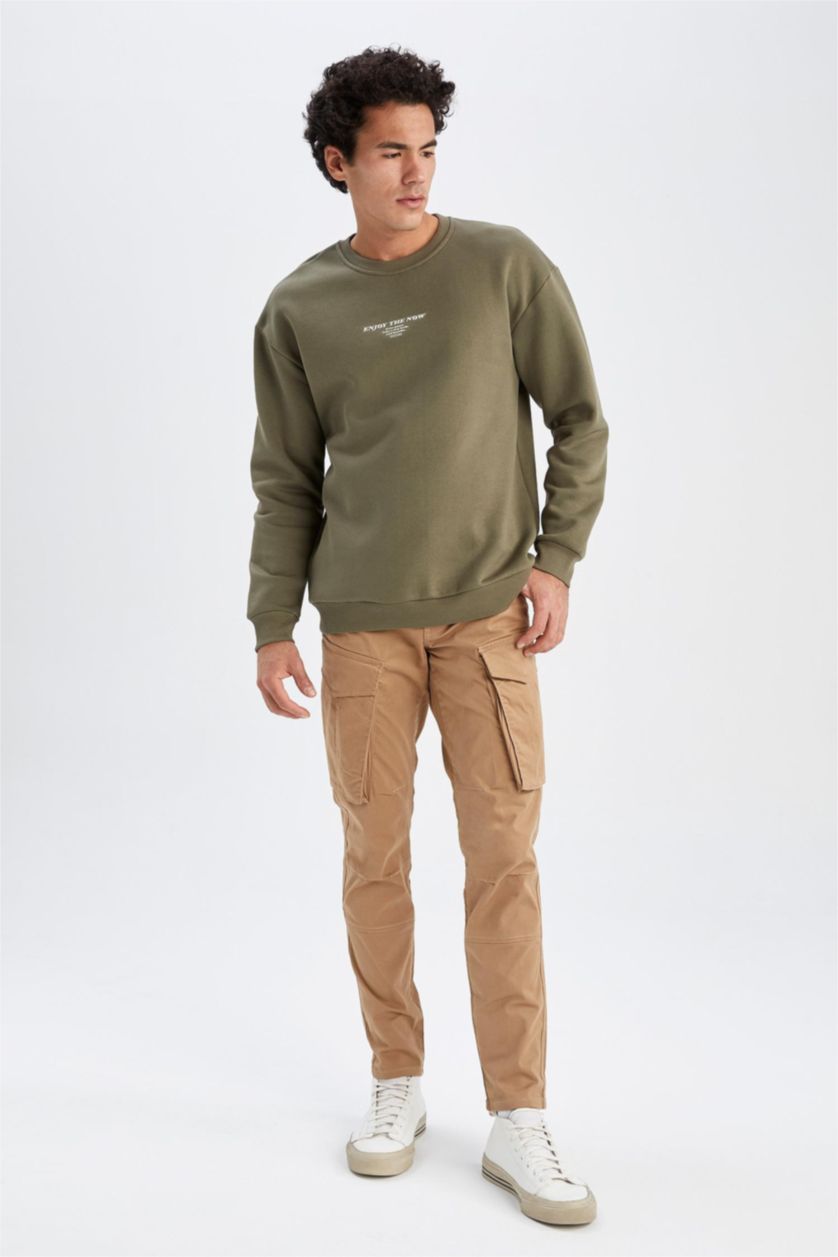 HOMME Marron Pantalon Coupe Cargo Ourlet régulier