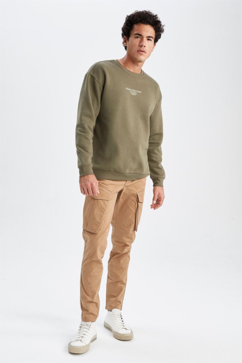 HOMME Marron Pantalon Coupe Cargo Ourlet régulier