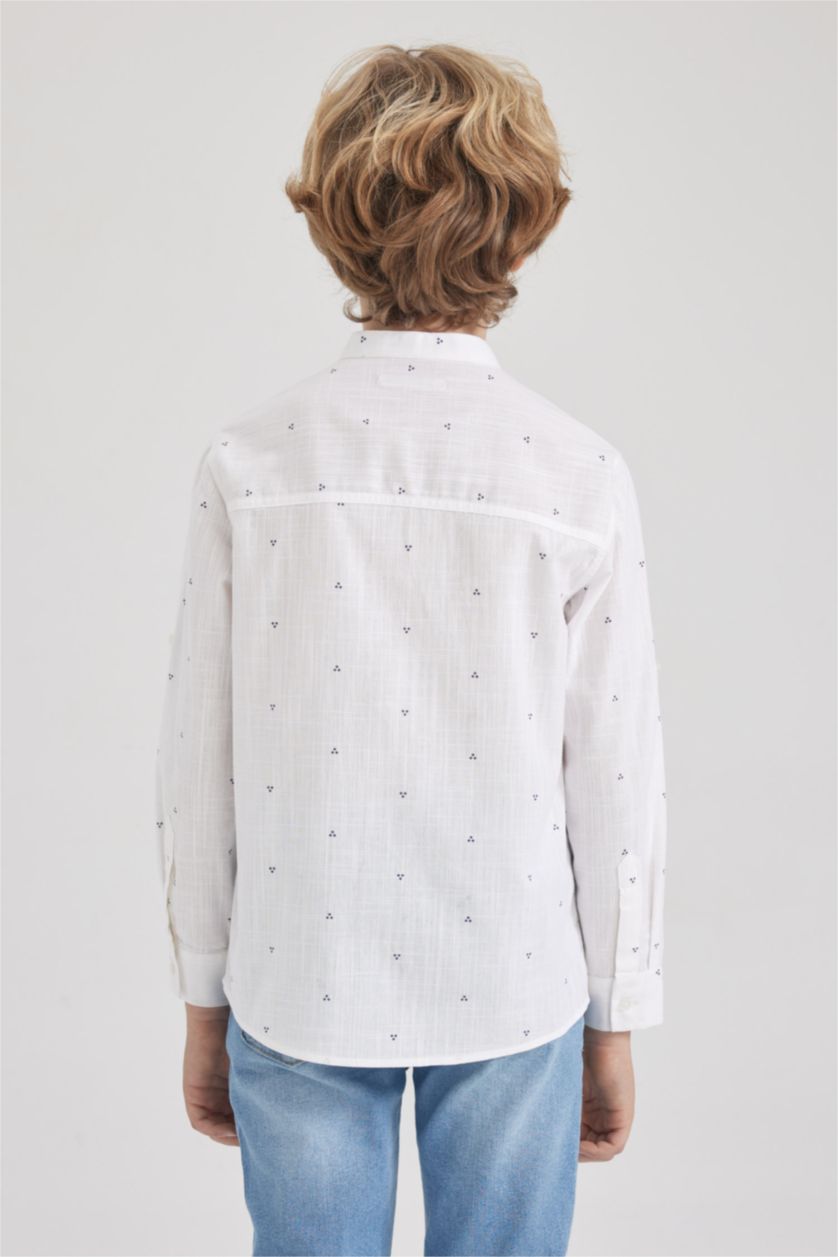 GARÇONS Blanc Chemises à manches longues Look Lin Col montant Garçon