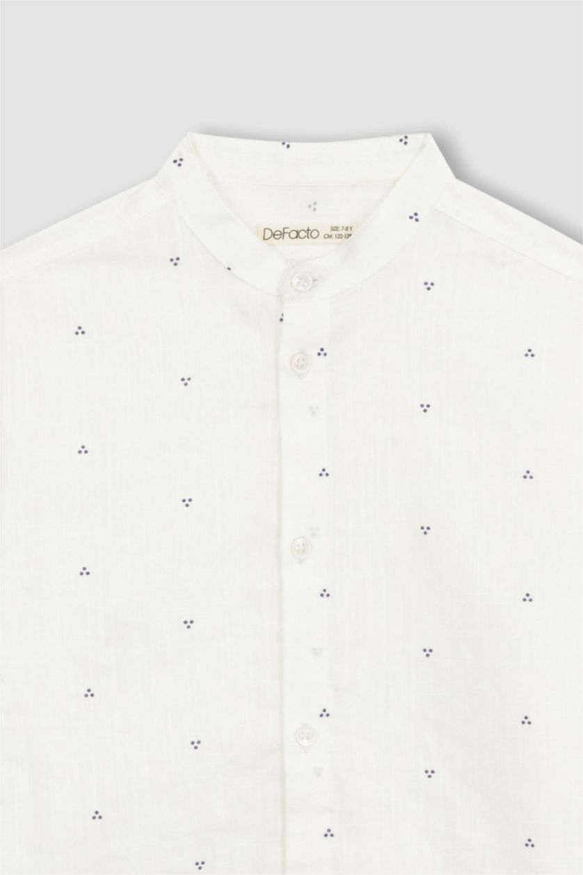 GARÇONS Blanc Chemises à manches longues Look Lin Col montant Garçon