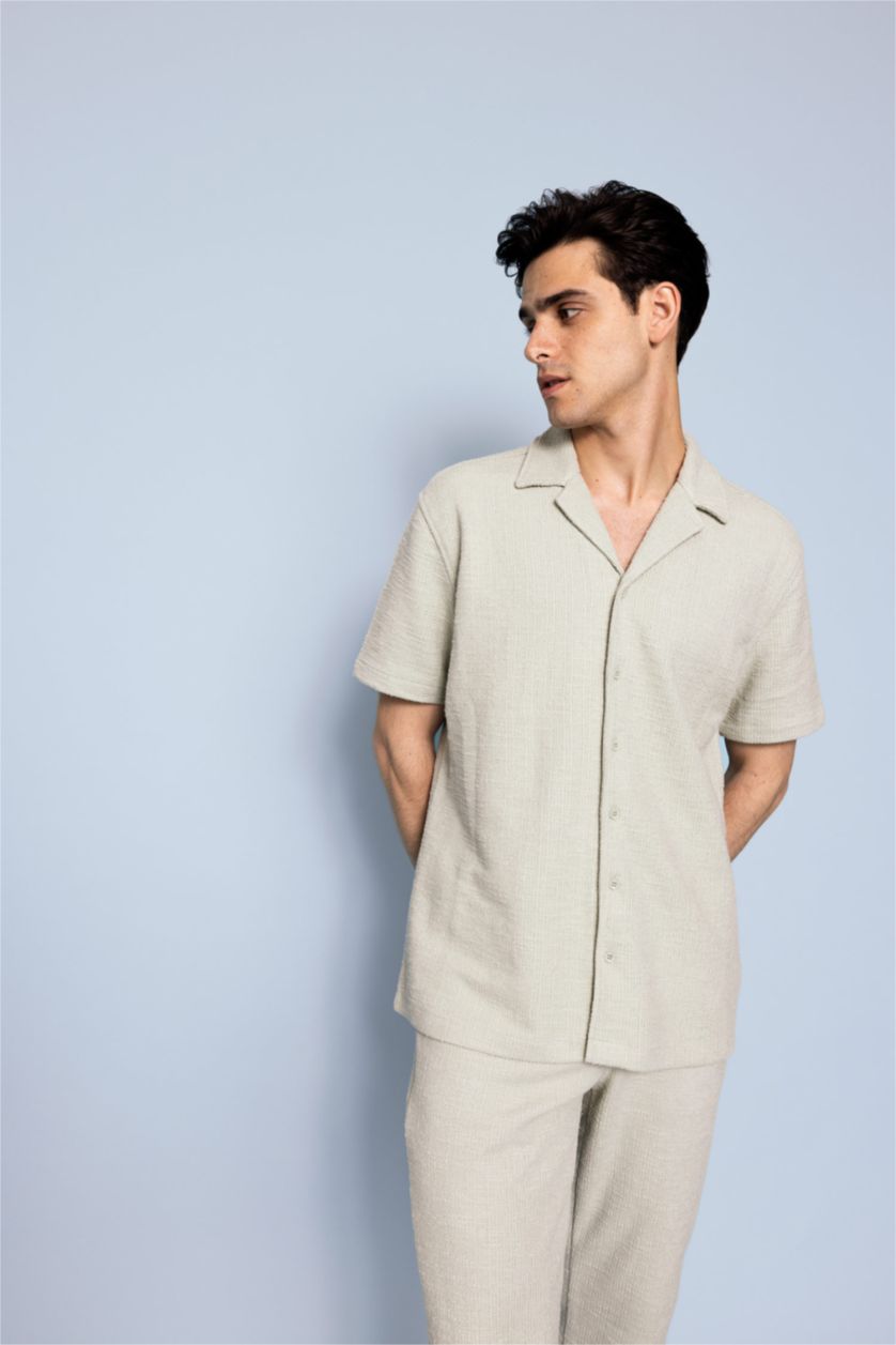 Мужчины Светло-серый Рубашка свободного кроя