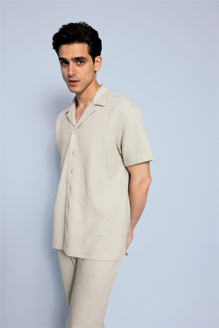 Мужчины Светло-серый Рубашка свободного кроя