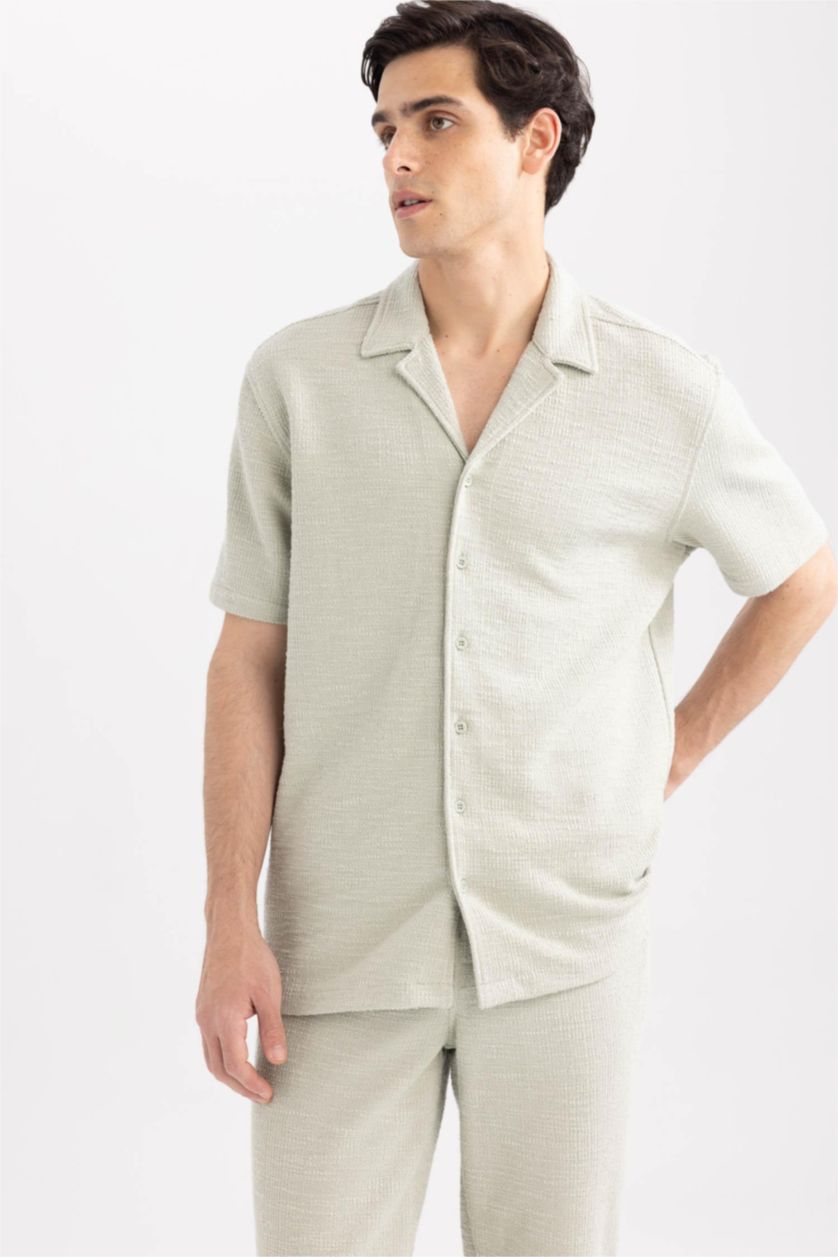 Мужчины Светло-серый Рубашка свободного кроя