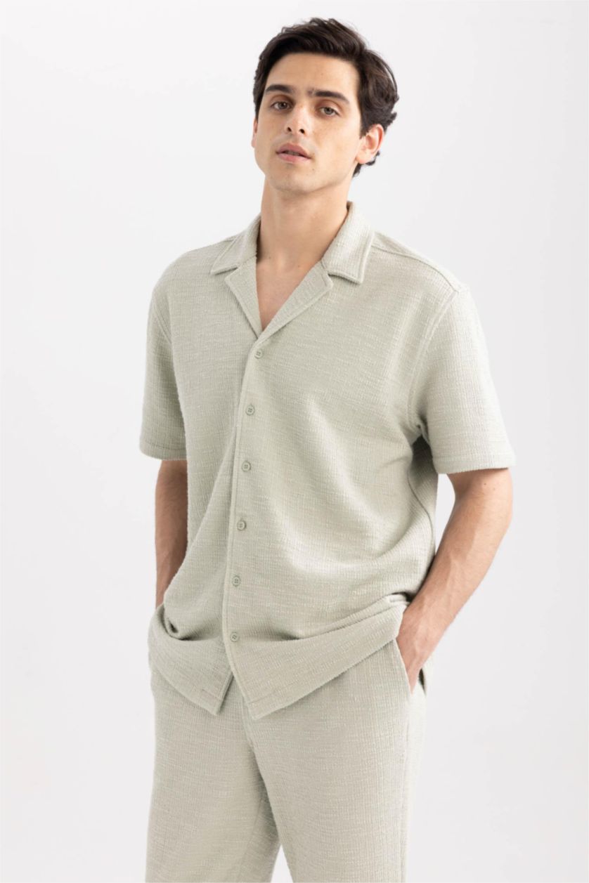 Мужчины Светло-серый Рубашка свободного кроя