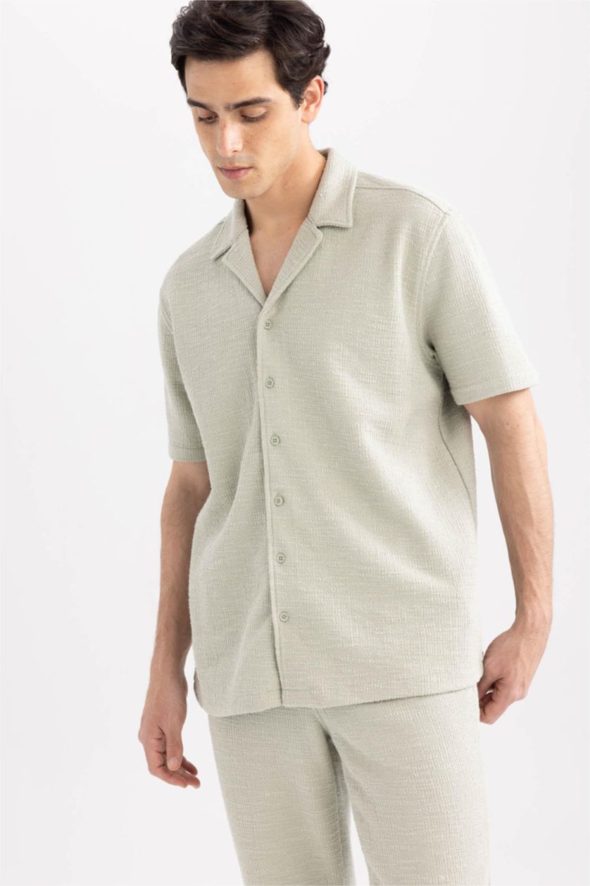 Мужчины Светло-серый Рубашка свободного кроя