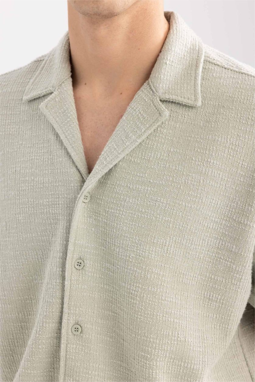 Мужчины Светло-серый Рубашка свободного кроя