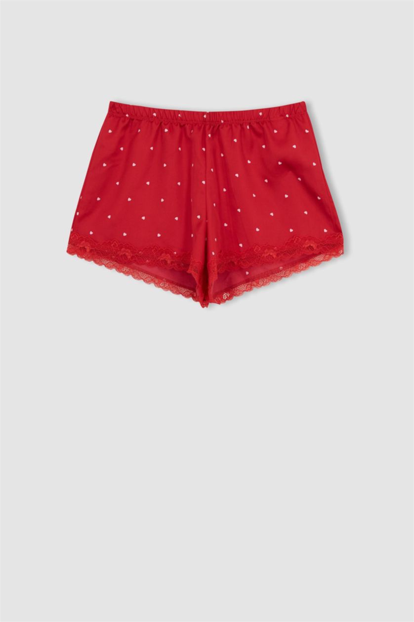 FEMME Rouge Ensemble De Pyjama À Col En V En Dentelle À Coupe Régulière Pour La Saint-Valentin Fall In Love