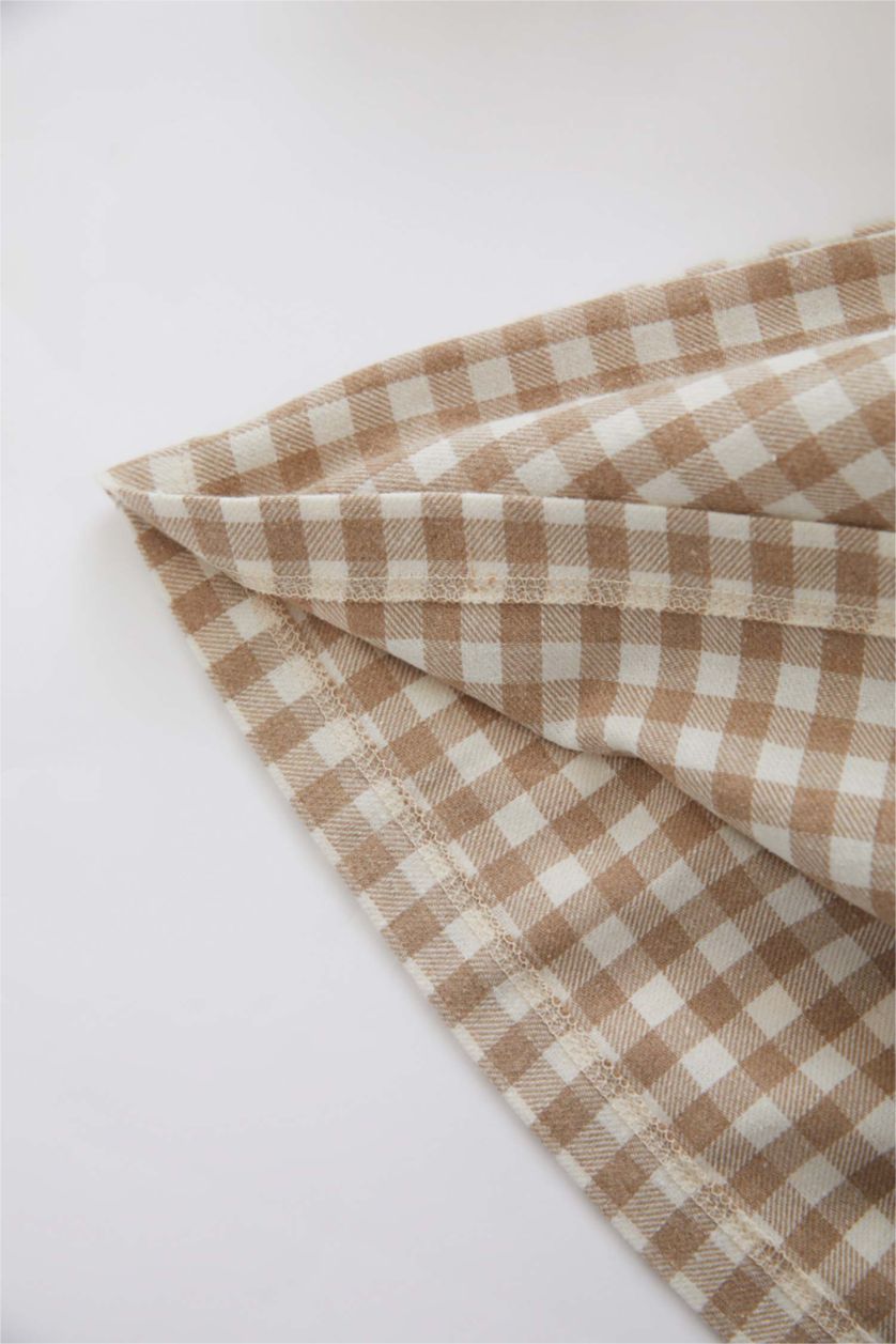 BABY GIRL Beige Baby Girl Checked Long Sleeve Flannel Dress