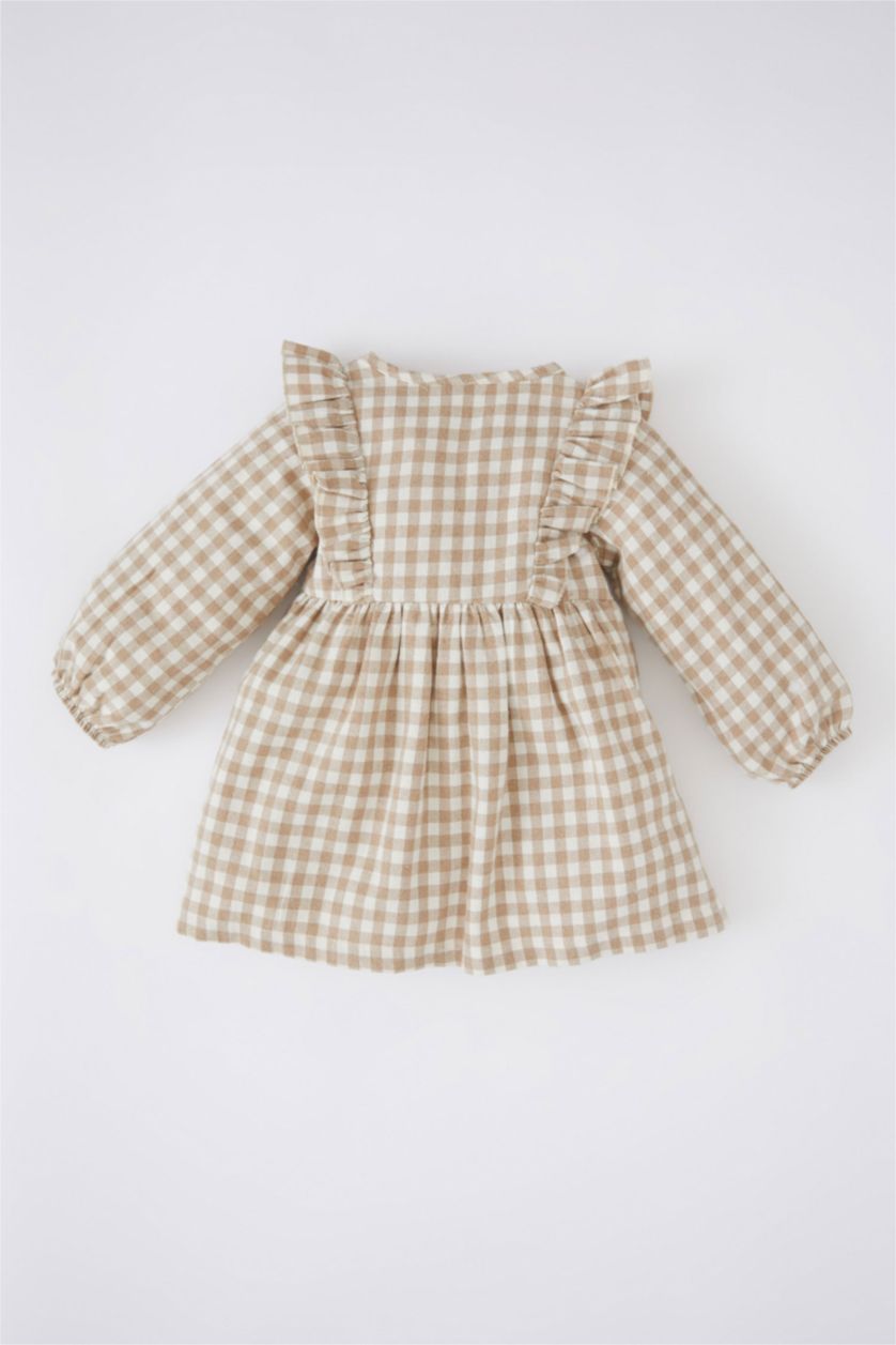 BABY GIRL Beige Baby Girl Checked Long Sleeve Flannel Dress