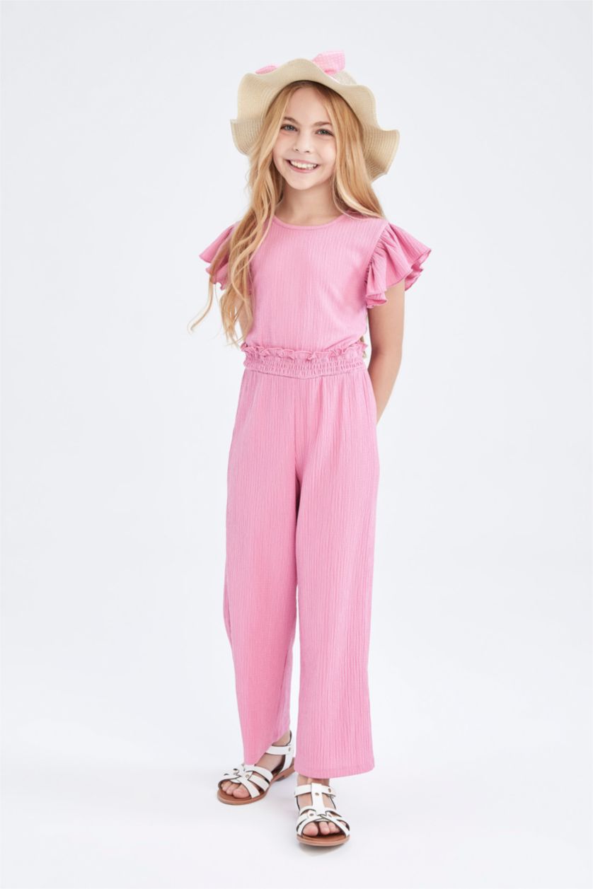 بنات أرجواني جمبسوت بناتي بقصة عادية بدون أكمام