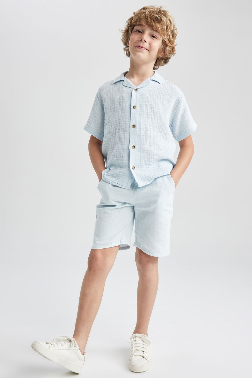 BOYS & TEENS Light Blue Boy Muslin Shorts