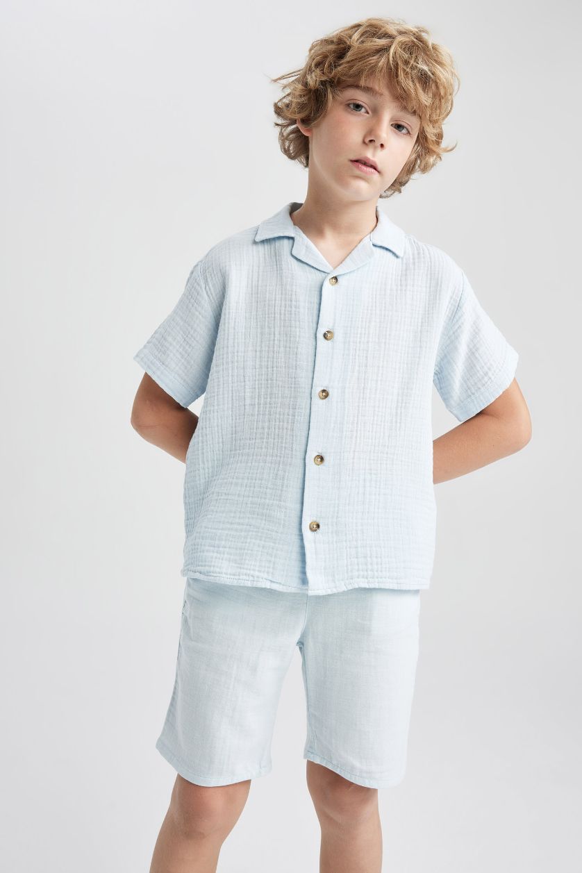 BOYS & TEENS Light Blue Boy Muslin Shorts