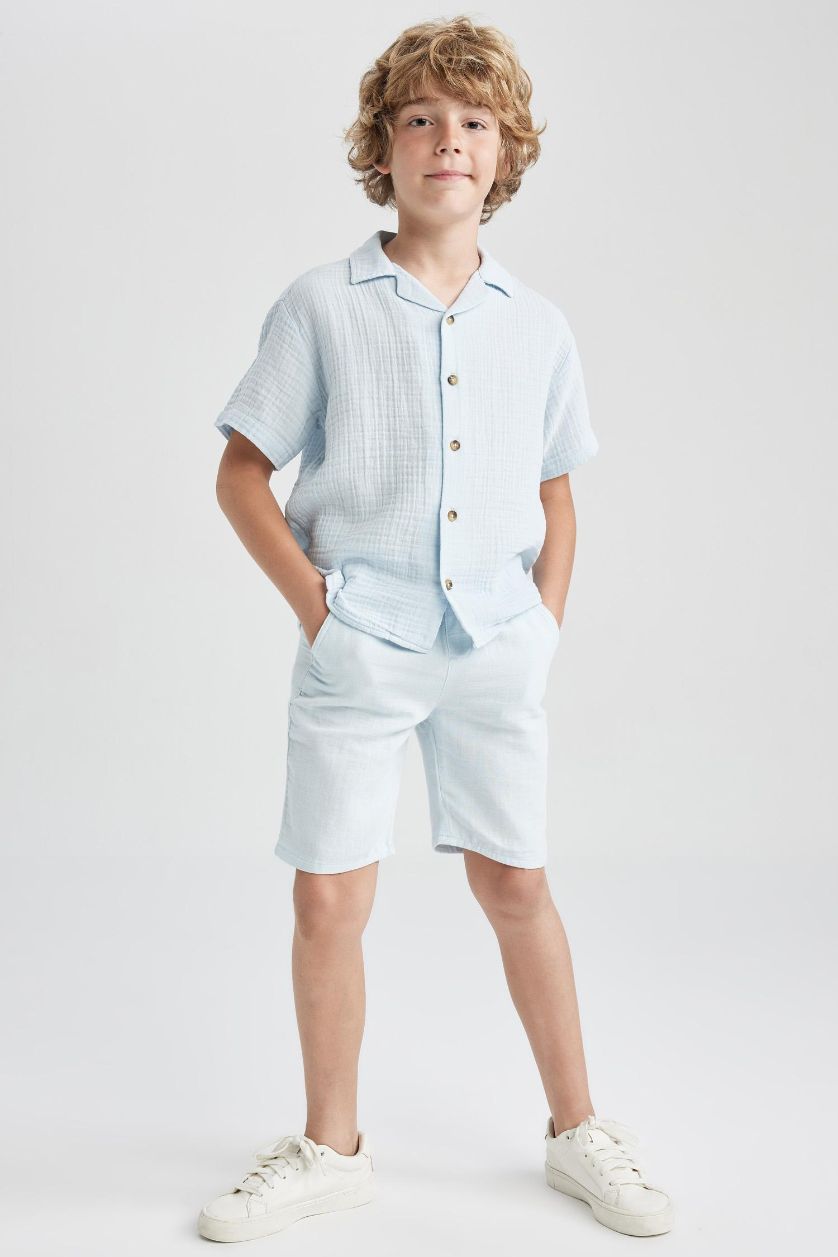 BOYS & TEENS Light Blue Boy Muslin Shorts
