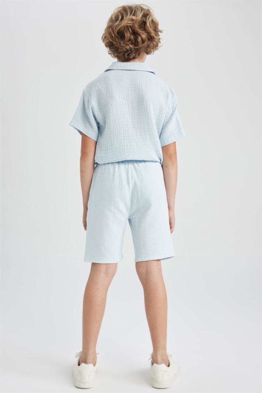 BOYS & TEENS Light Blue Boy Muslin Shorts