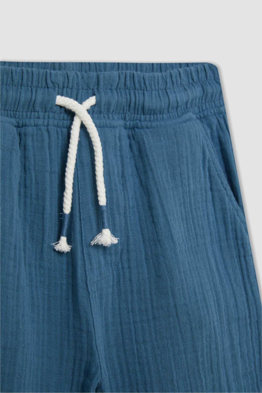 Erkek Çocuk - Genç Erkek İndigo Müslin Şort Erkek Çocuk