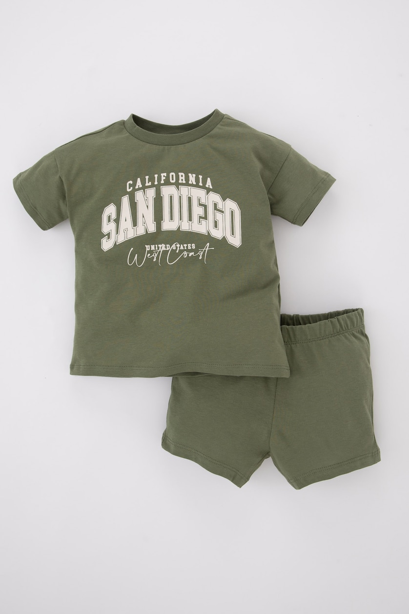 Baby Boys Green Baby Boy Printed Short Sleeve T-Shirt Shorts 2-Pack Set