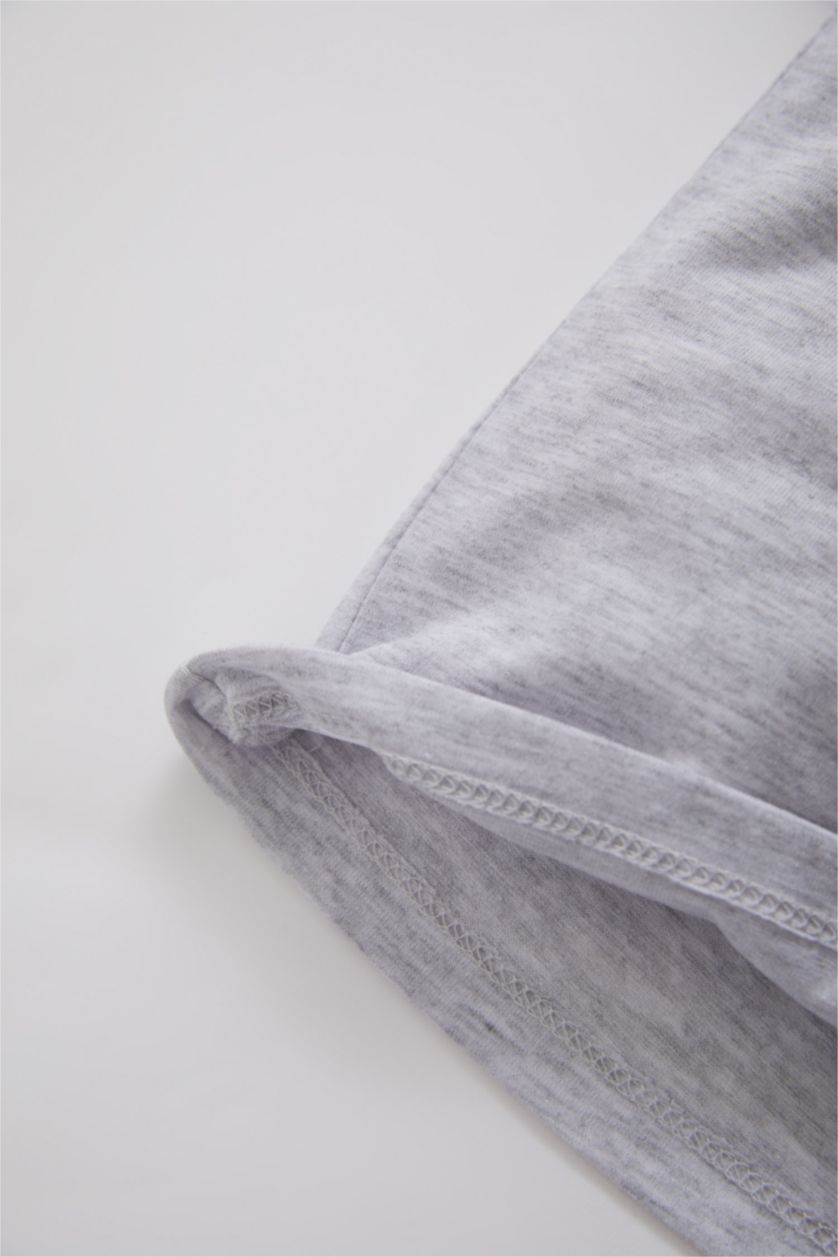 BABY BOY Light Grey Melange Baby Boy Printed Short Sleeve T-Shirt Shorts 2-Pack Set