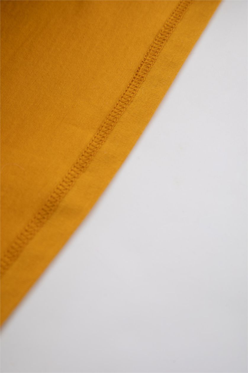 BABY BOY Yellow Baby Boy Regular Fit Crew Neck Animal Patterned Sustainable Short Sleeve T-Shirt