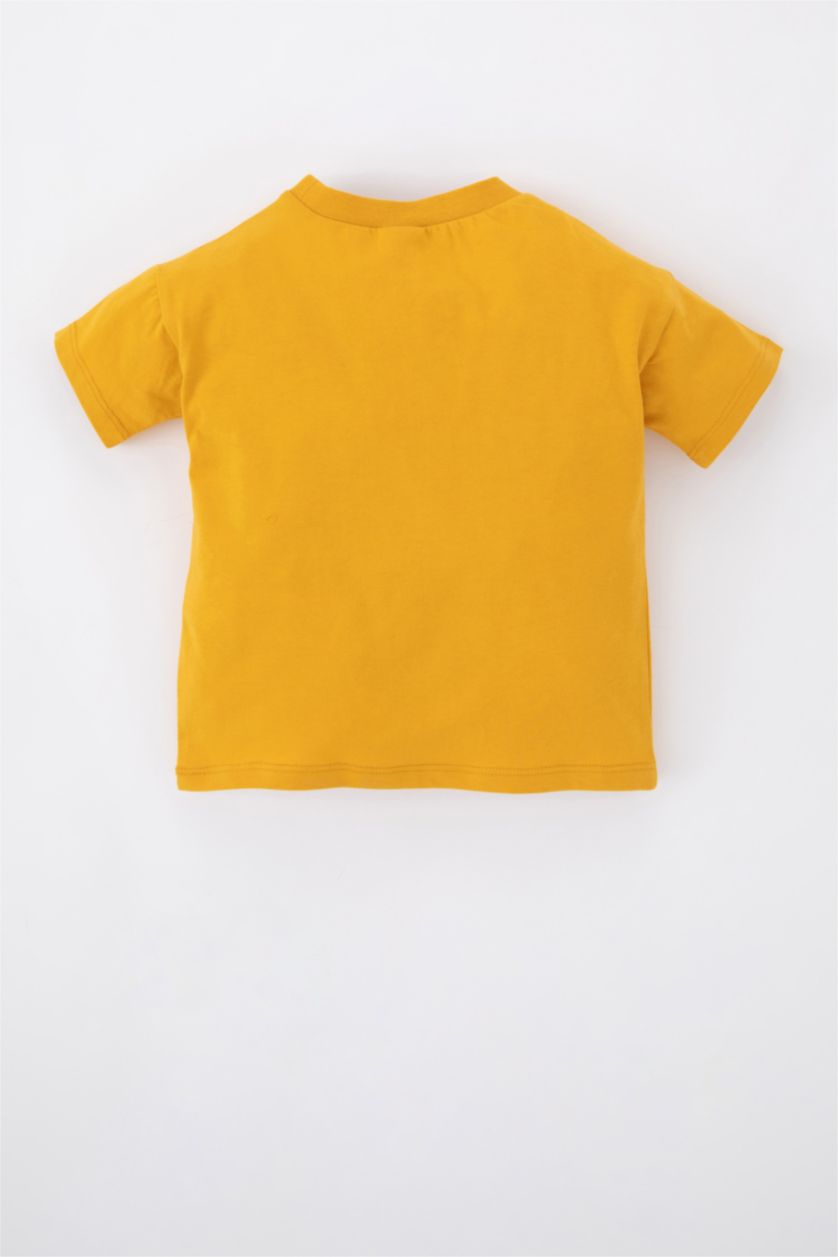 BABY BOY Yellow Baby Boy Regular Fit Crew Neck Animal Patterned Sustainable Short Sleeve T-Shirt