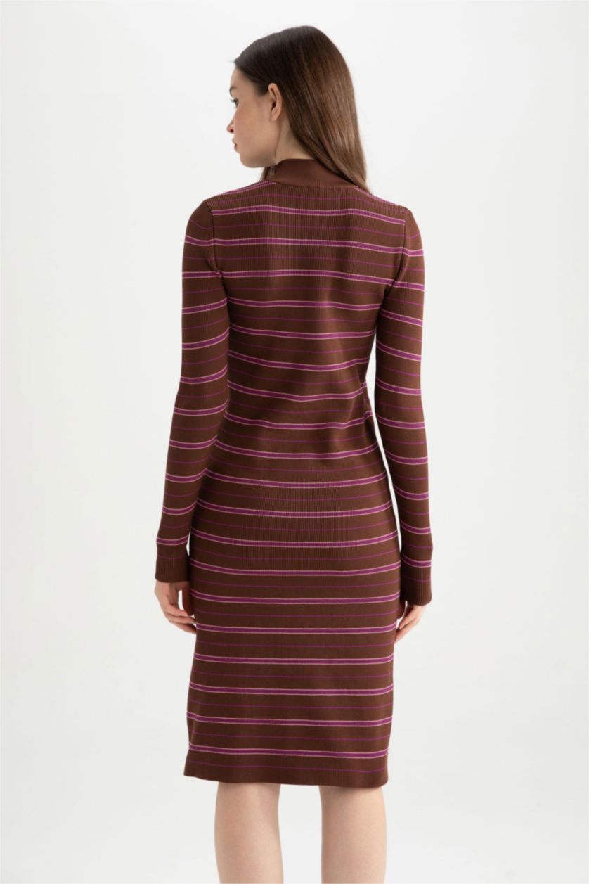 FEMME Marron Foncé Robe Ctelé Col rond