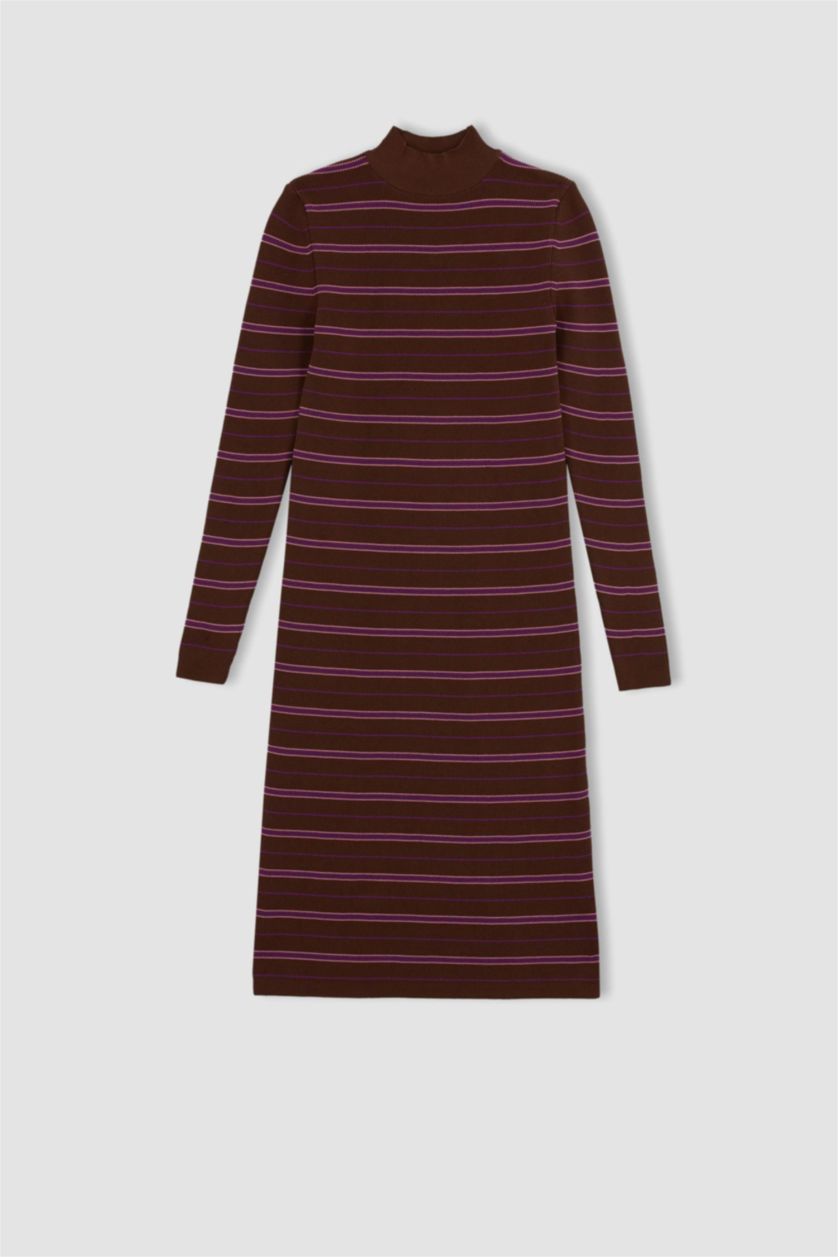 FEMME Marron Foncé Robe Ctelé Col rond